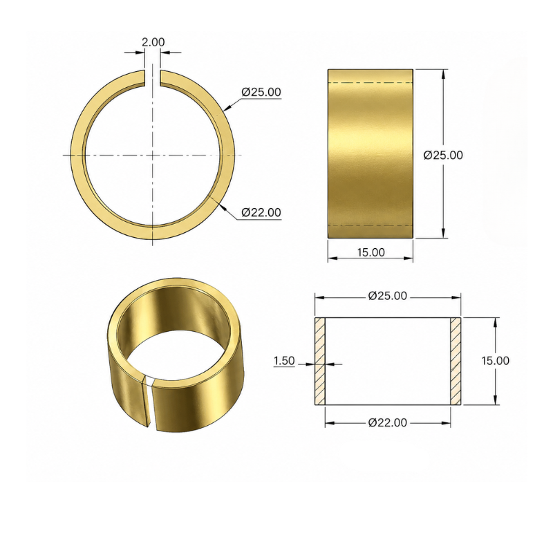 Bague d’adaptation guidon 22→25 mm en laiton
