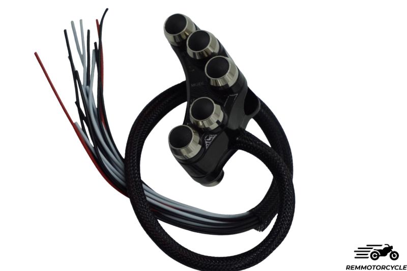 Commodo moto racing FULL aluminium 7 boutons Noir ou Silver
