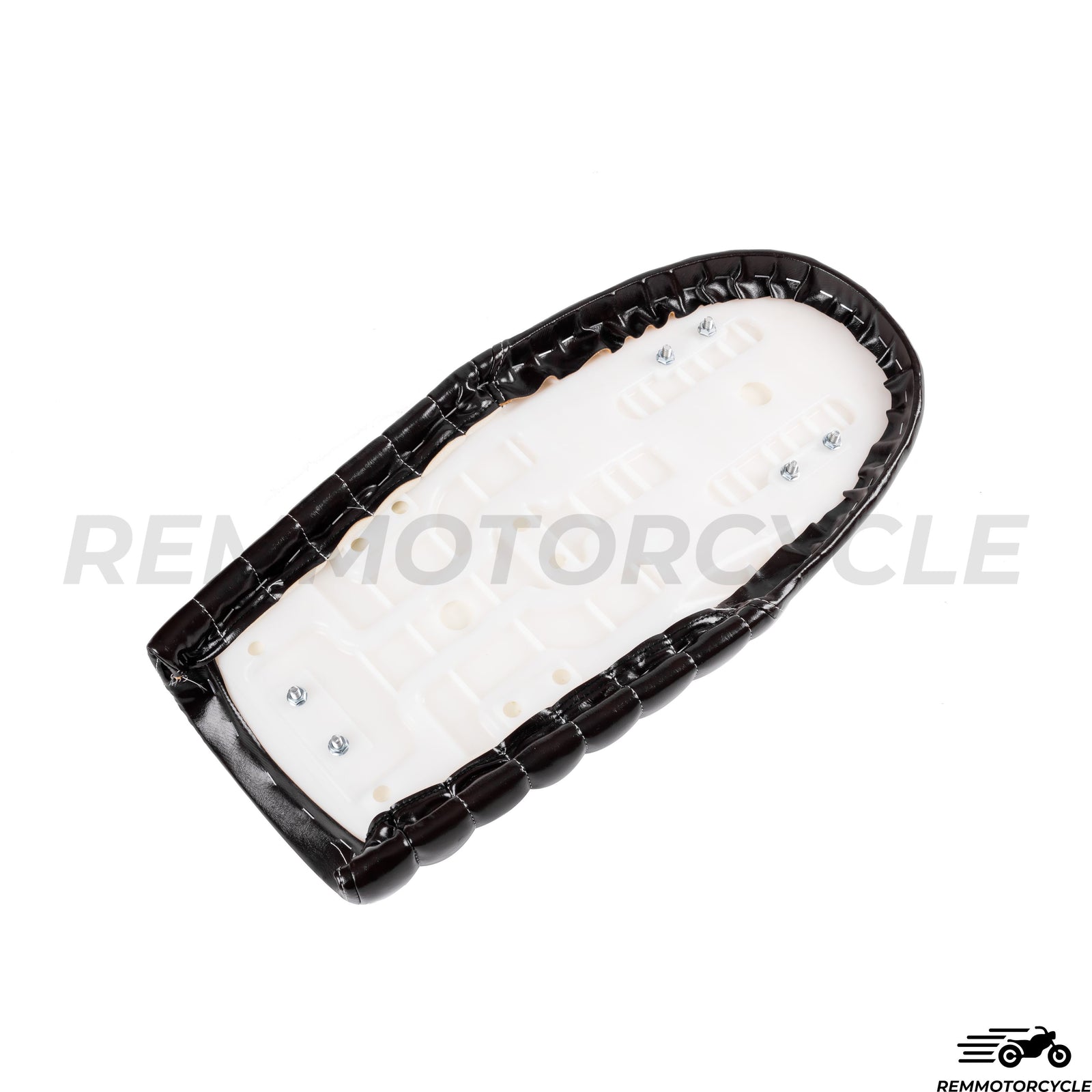 Czarne siodełka białe szwy