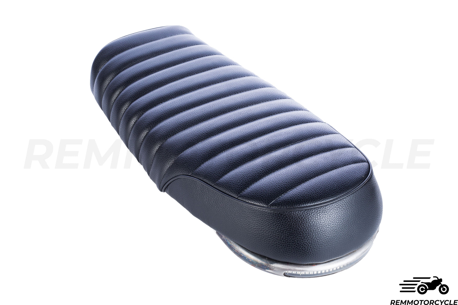 Czarne siodło motocyklowe + krótka płaska pętla + zintegrowane pasmo LED