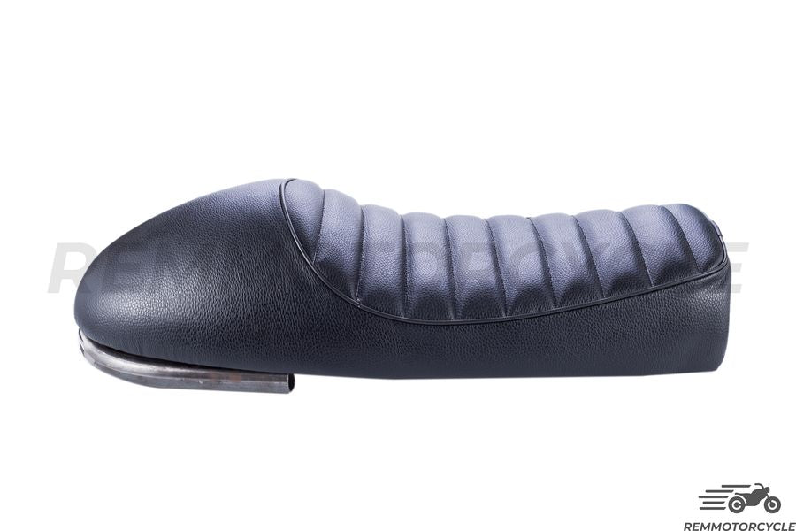 Czarny vintage siodło motocyklowe + krótka płaska pętla + pasek LED