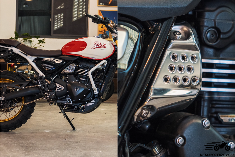 Caches latéraux inox poli pour Triumph Scrambler 400X