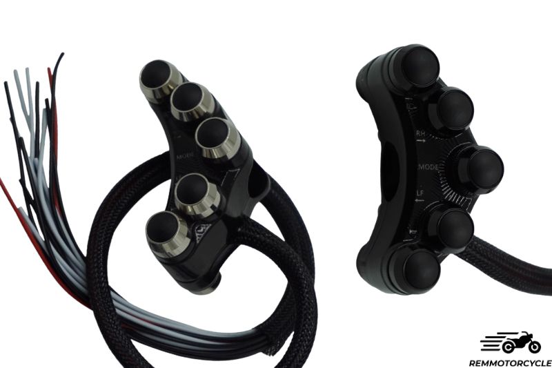 Commodo moto racing FULL aluminium 7 boutons Noir ou Silver