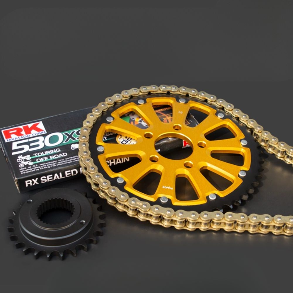 Kit chaîne Sportster – Pignon hybride alu/acier CNC