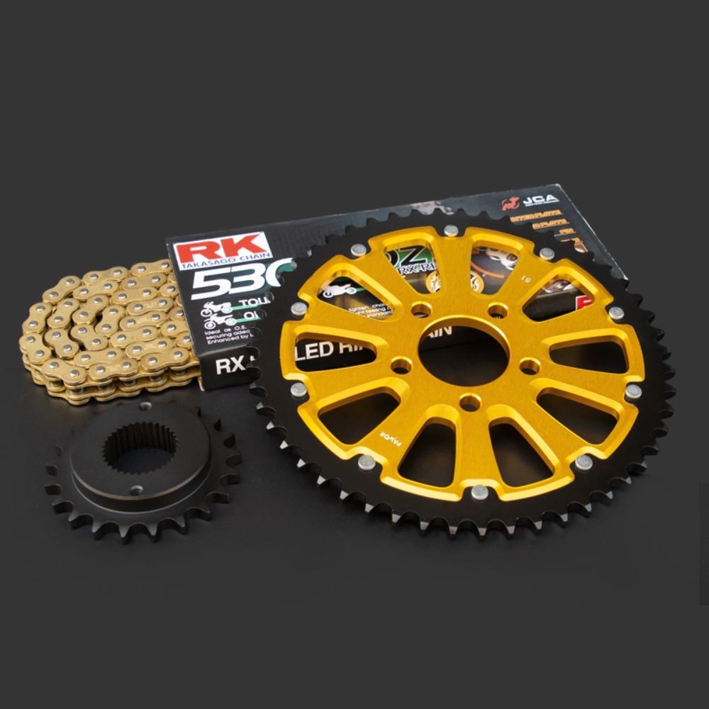 Kit chaîne Sportster – Pignon hybride alu/acier CNC