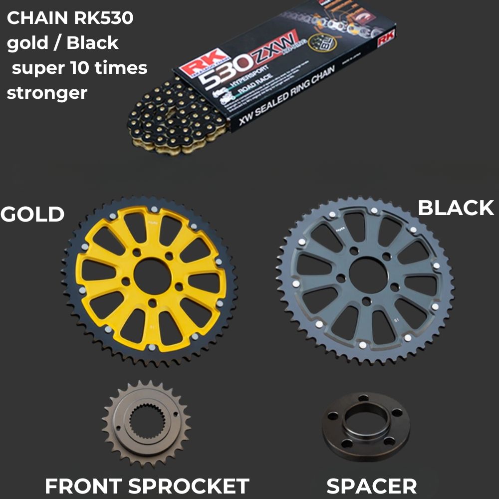 Kit chaîne Sportster – Pignon hybride alu/acier CNC