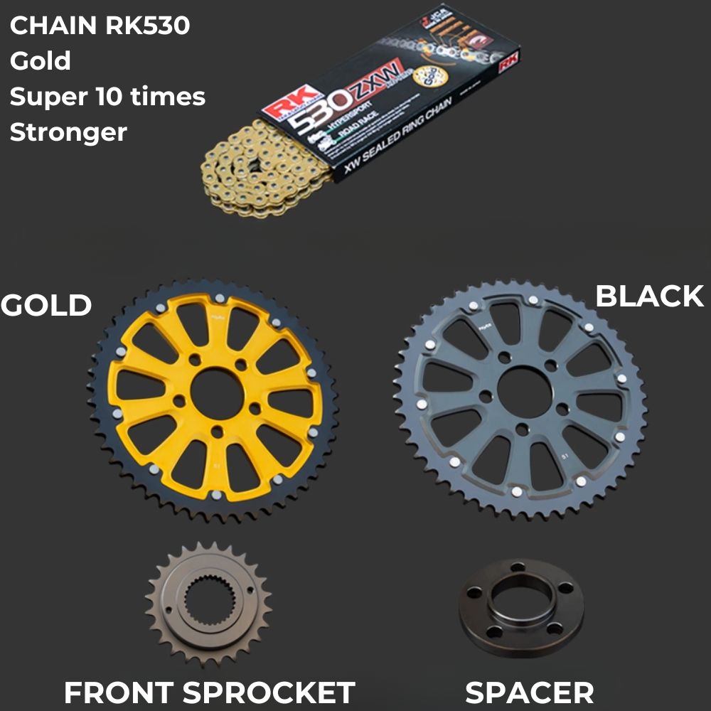 Kit chaîne Sportster – Pignon hybride alu/acier CNC