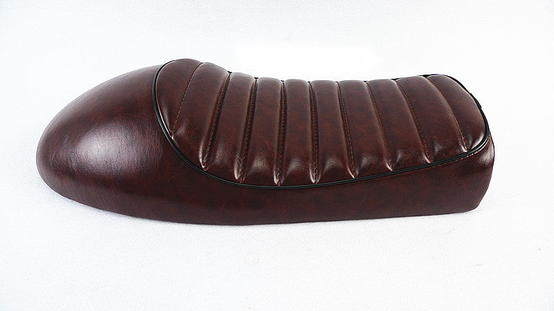 Selle Racing Marron + Boucle plate longue + LED - REMMOTORCYCLE