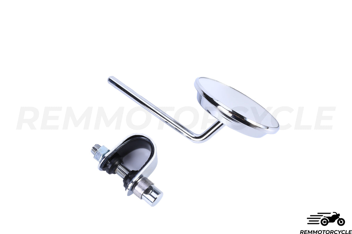Round Retro Classic Chrome Mirror z wsparciem