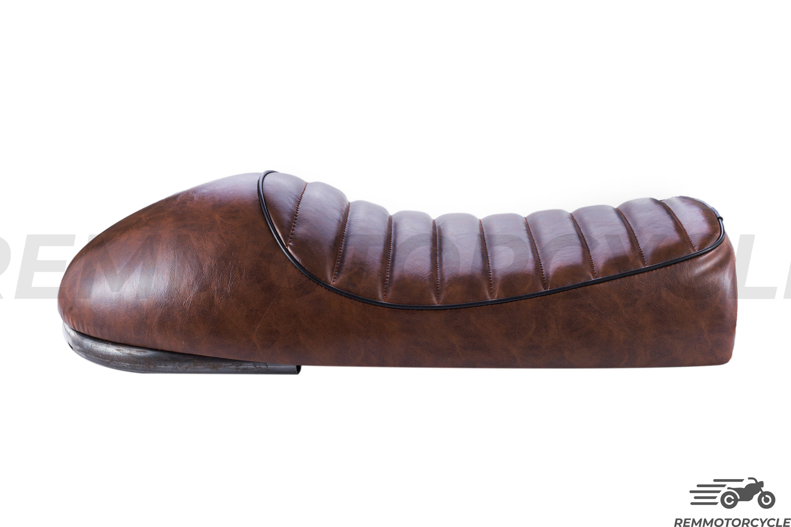 Brązowy vintage siodełka motocyklowe ze zintegrowaną ramą i pętlą świateł LED