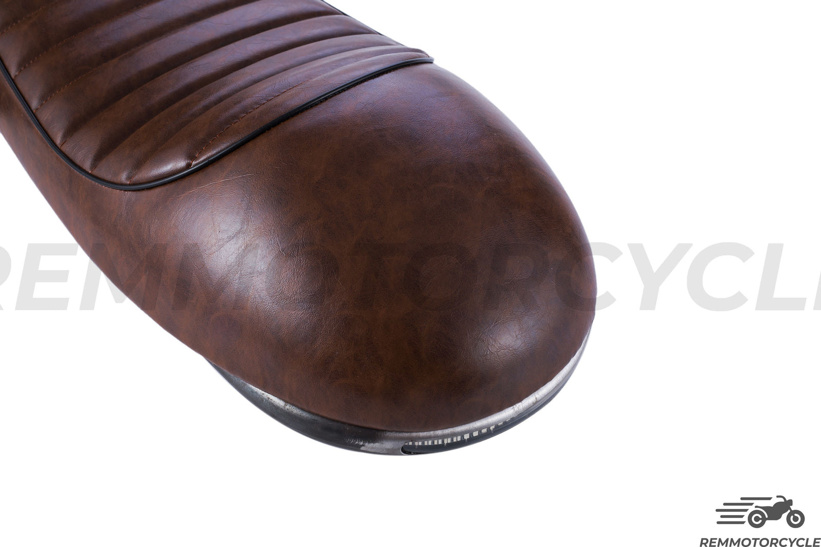 Brązowy vintage siodełka motocyklowe ze zintegrowaną ramą i pętlą świateł LED